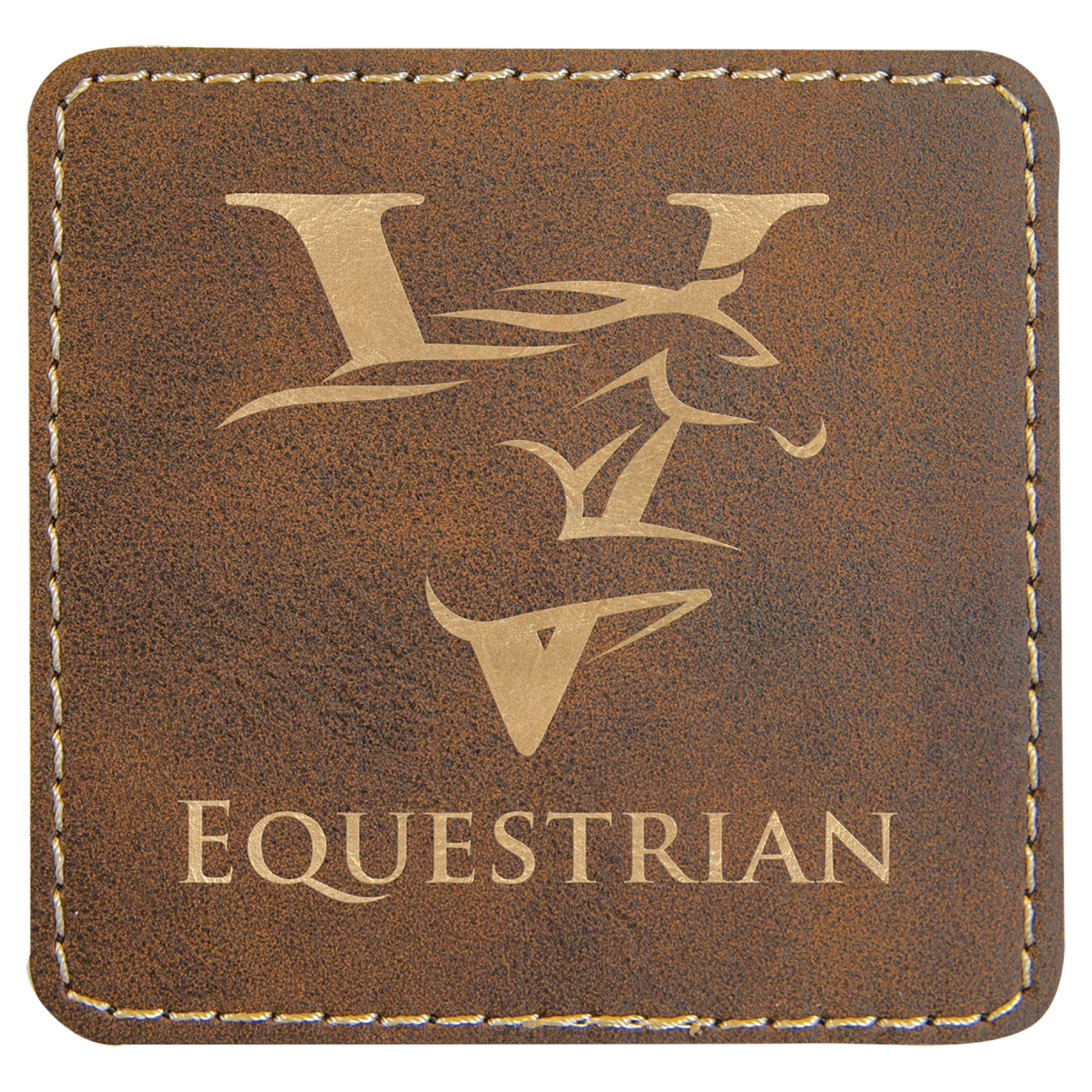 3" x 3" Square Rustic/Gold Leatherette Patch with Adhesive