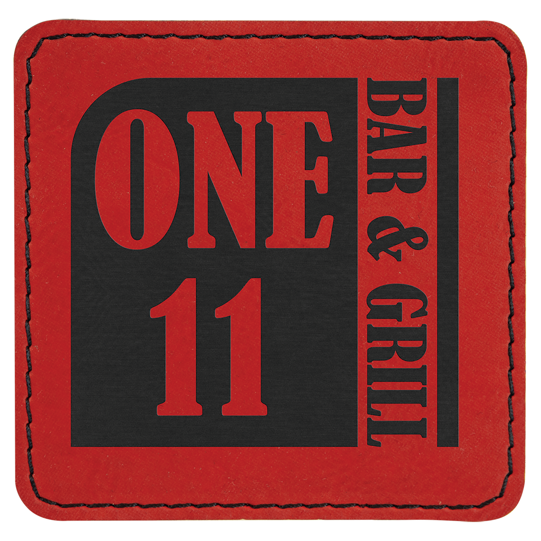 3" x 3" Square Red Leatherette Patch with Adhesive
