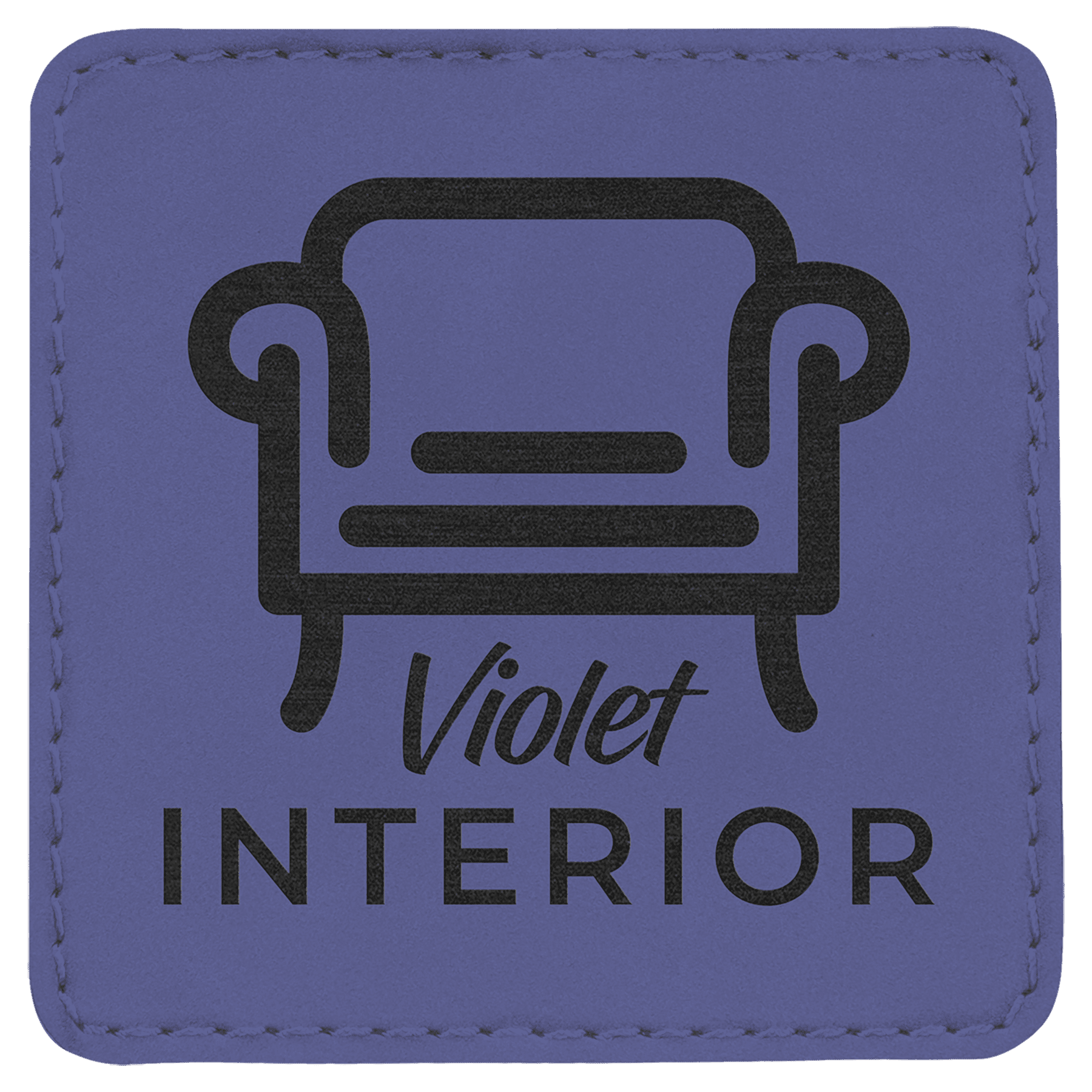 3" x 3" Square Purple Leatherette Patch with Adhesive