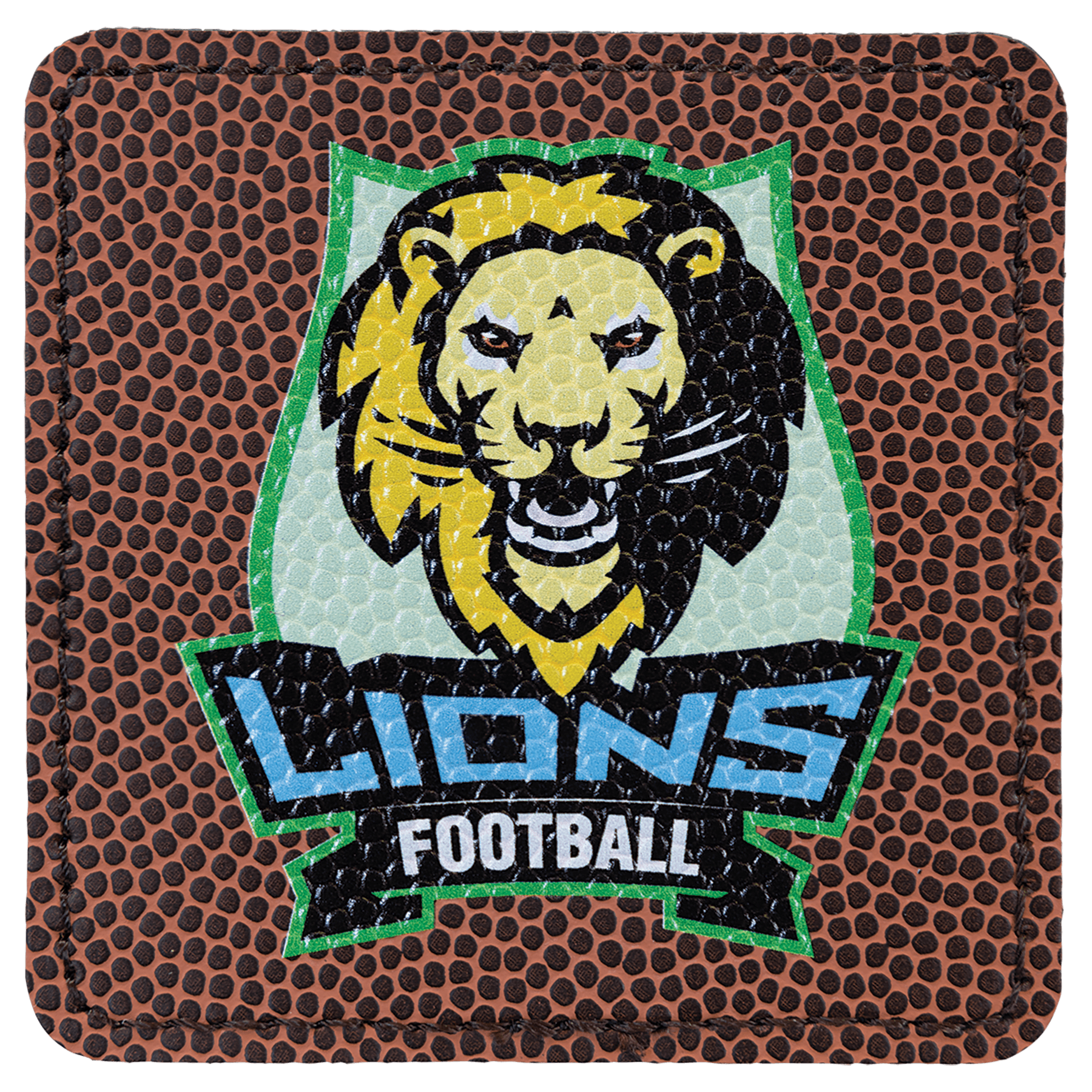 3" x 3" Square Football Leatherette Patch with Adhesive