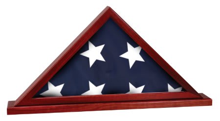 Rosewood Finish Flag Display Case with Base Attached