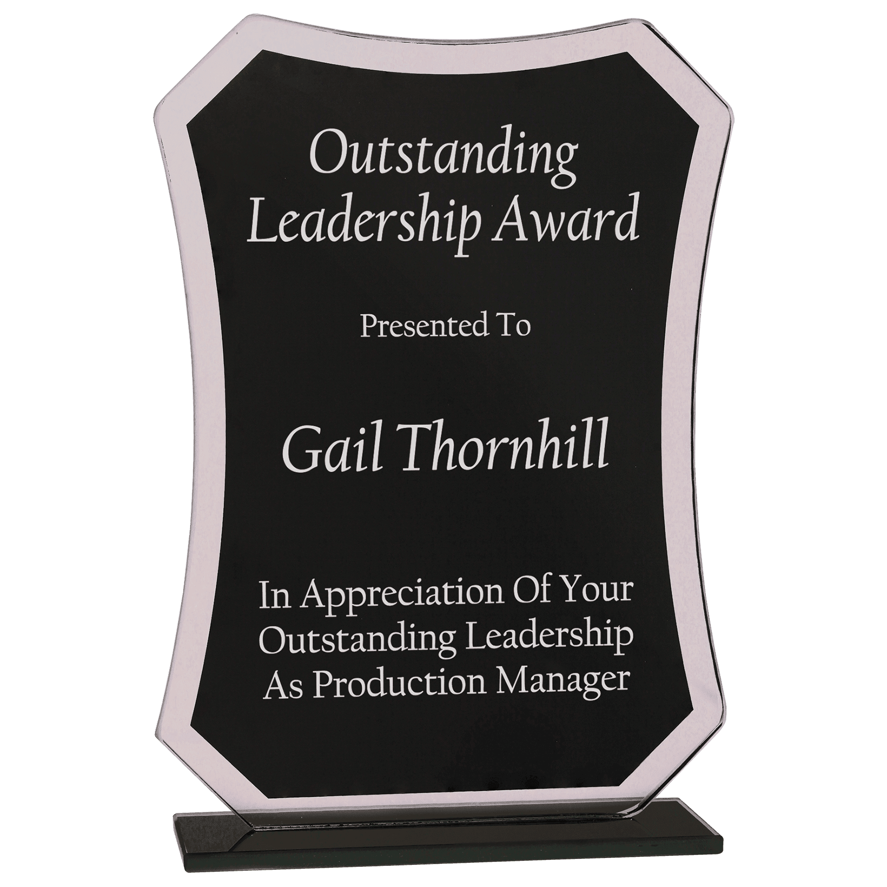 6.5" Black Rectangle Reflection Glass Award