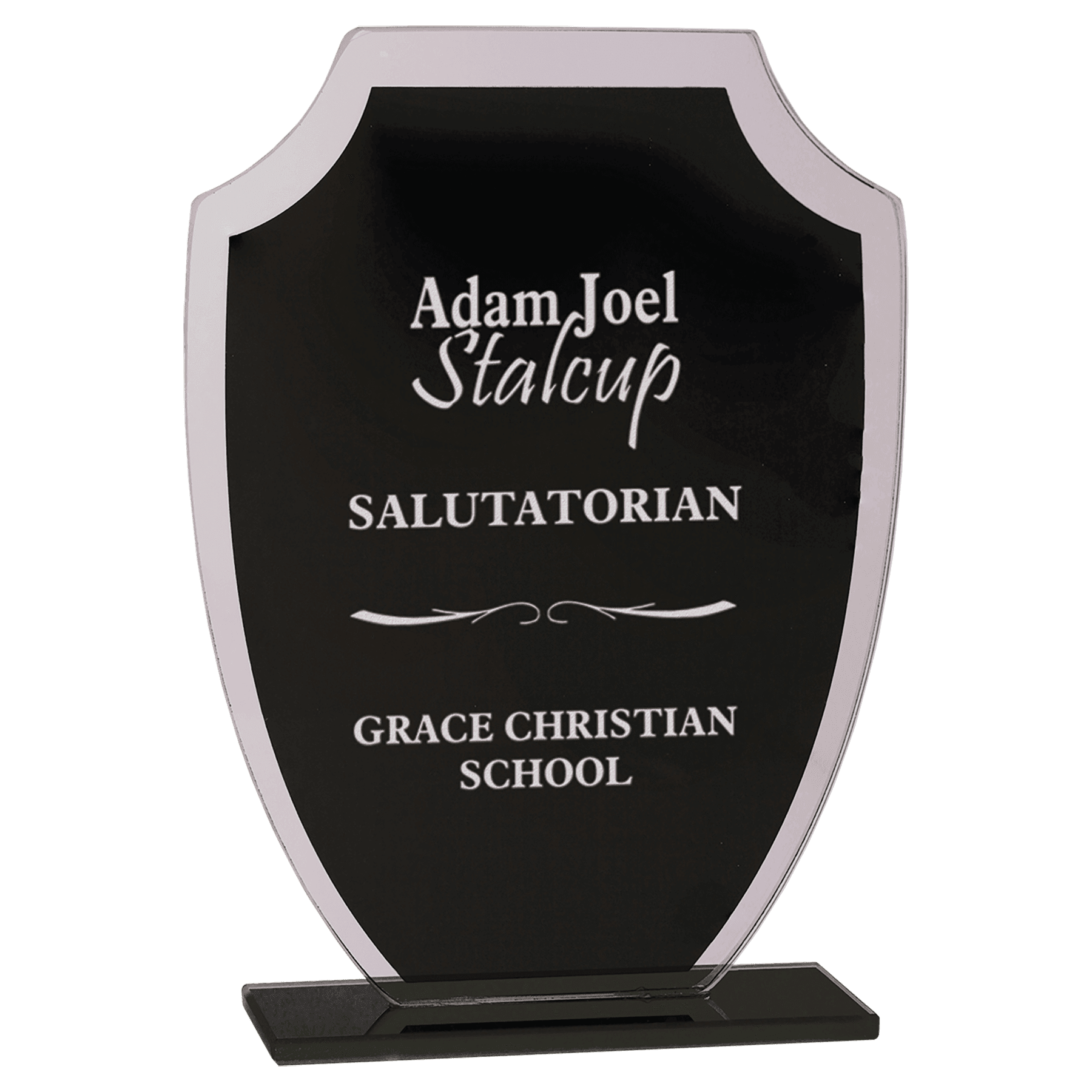 7.25" Black Shield Reflection Glass Award