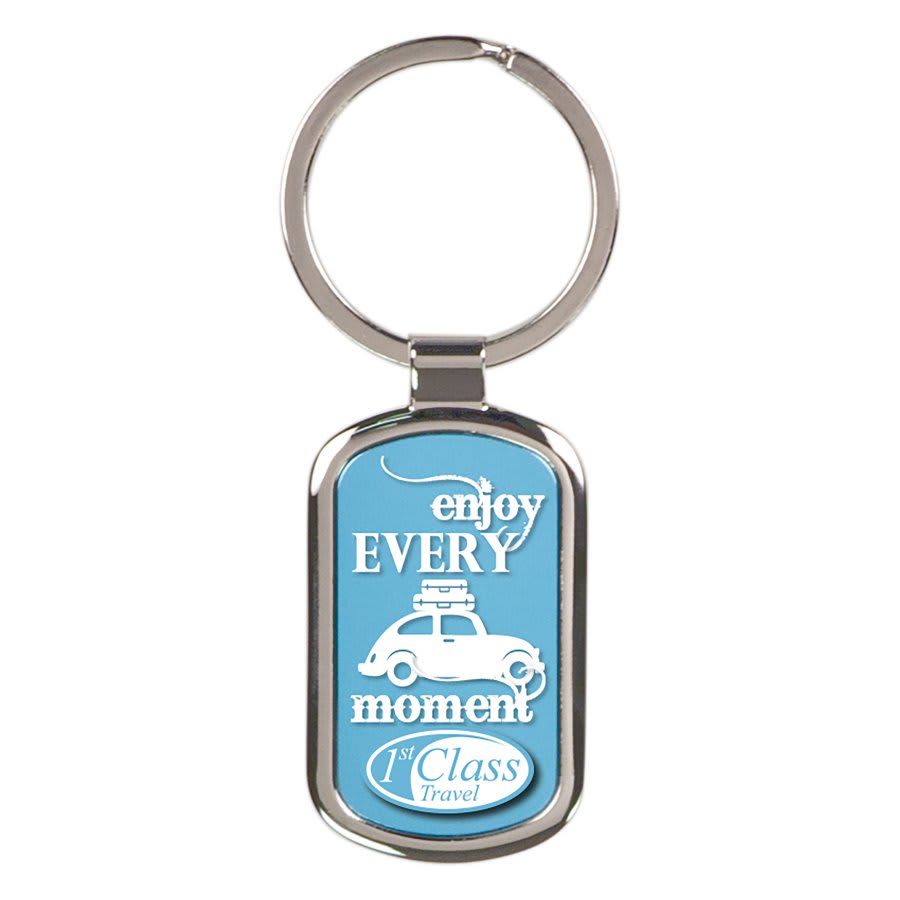 1 3/16" x 1 15/16" Rectangle Keychain w/White DynaSub Insert
