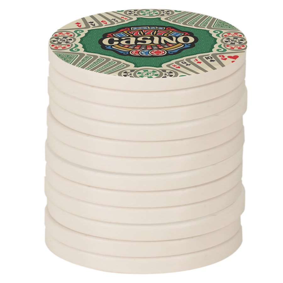 1.5" White Sublimatable Poker Chip with White Edge