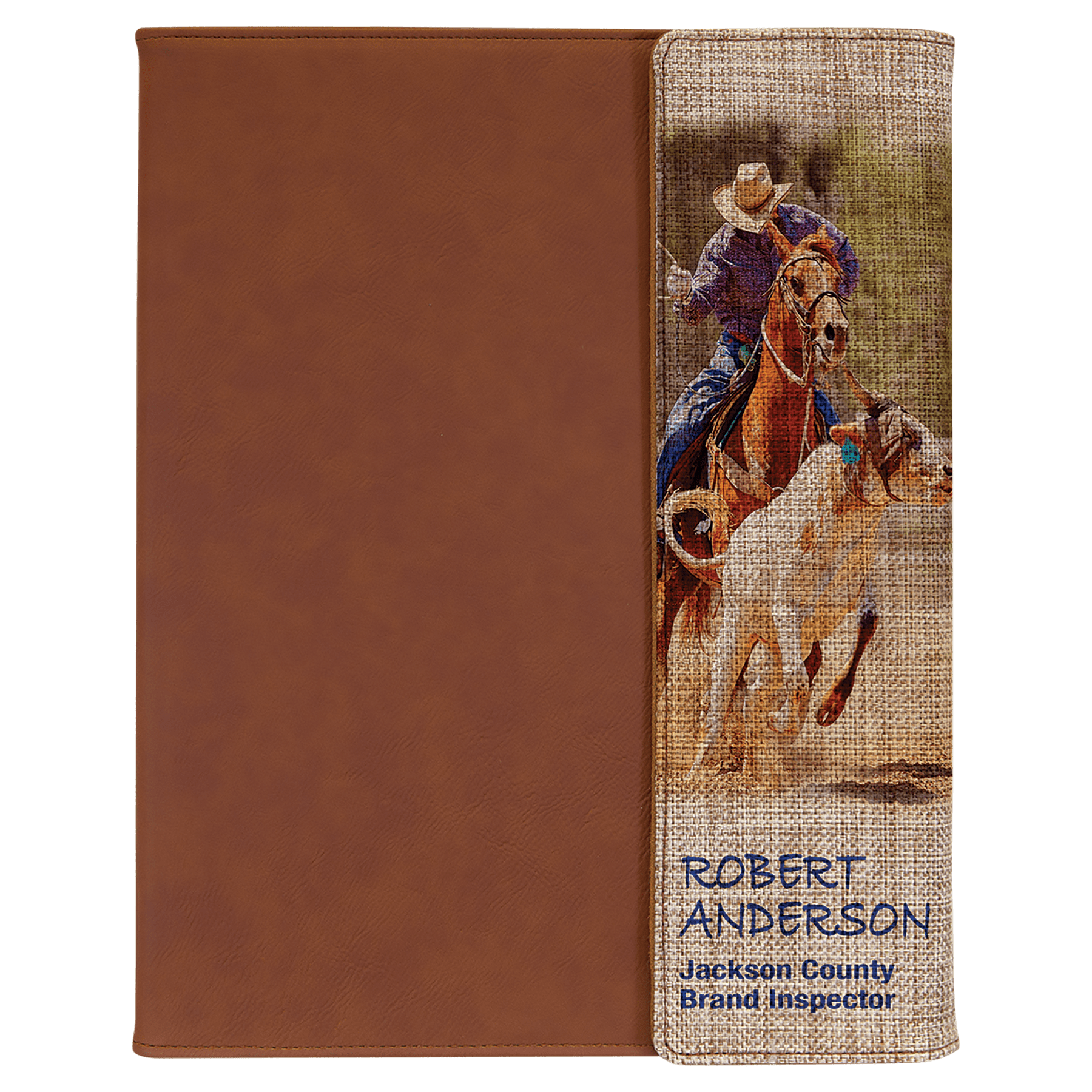 Rawhide with Sublimatable Burlap Portfolio with Notepad