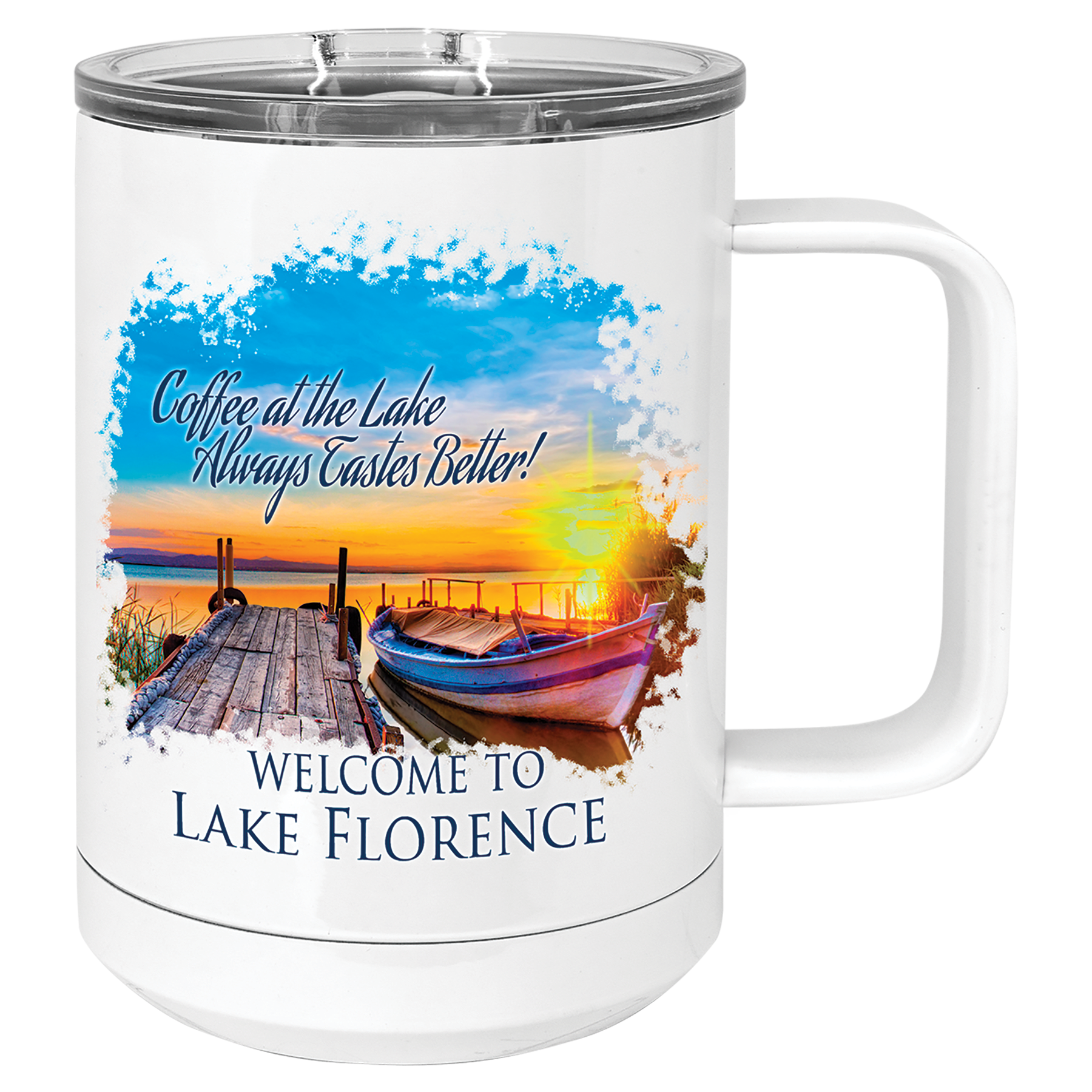 Polar Camel 15 oz. White Vacuum Insulated Mug w/ Slider Lid