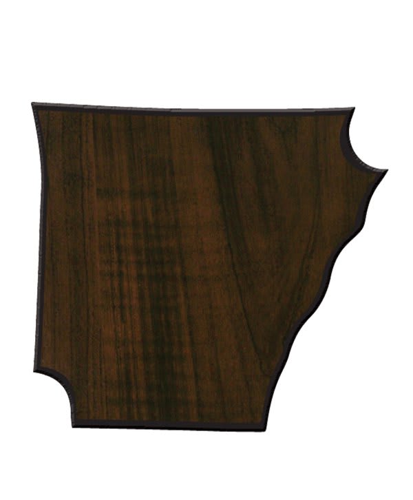 7.1" x 8.4" Walnut Finish Black Edge Arkansas State Plaque