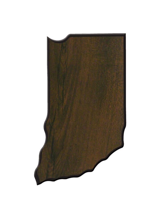 6.5" x 10.75" Walnut Finish Black Edge Indiana State Plaque