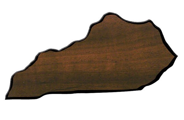 5.25" x 11" Walnut Finish Black Edge Kentucky State Plaque