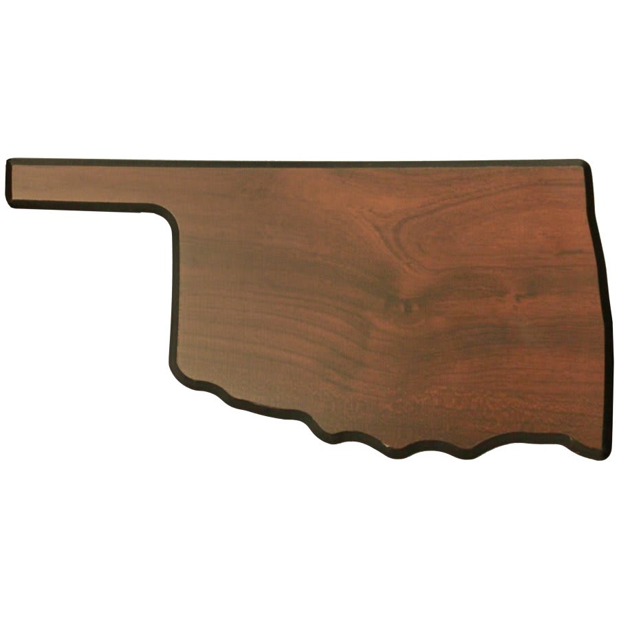 11" x 5.5" Walnut Finish Black Edge Oklahoma State Plaque
