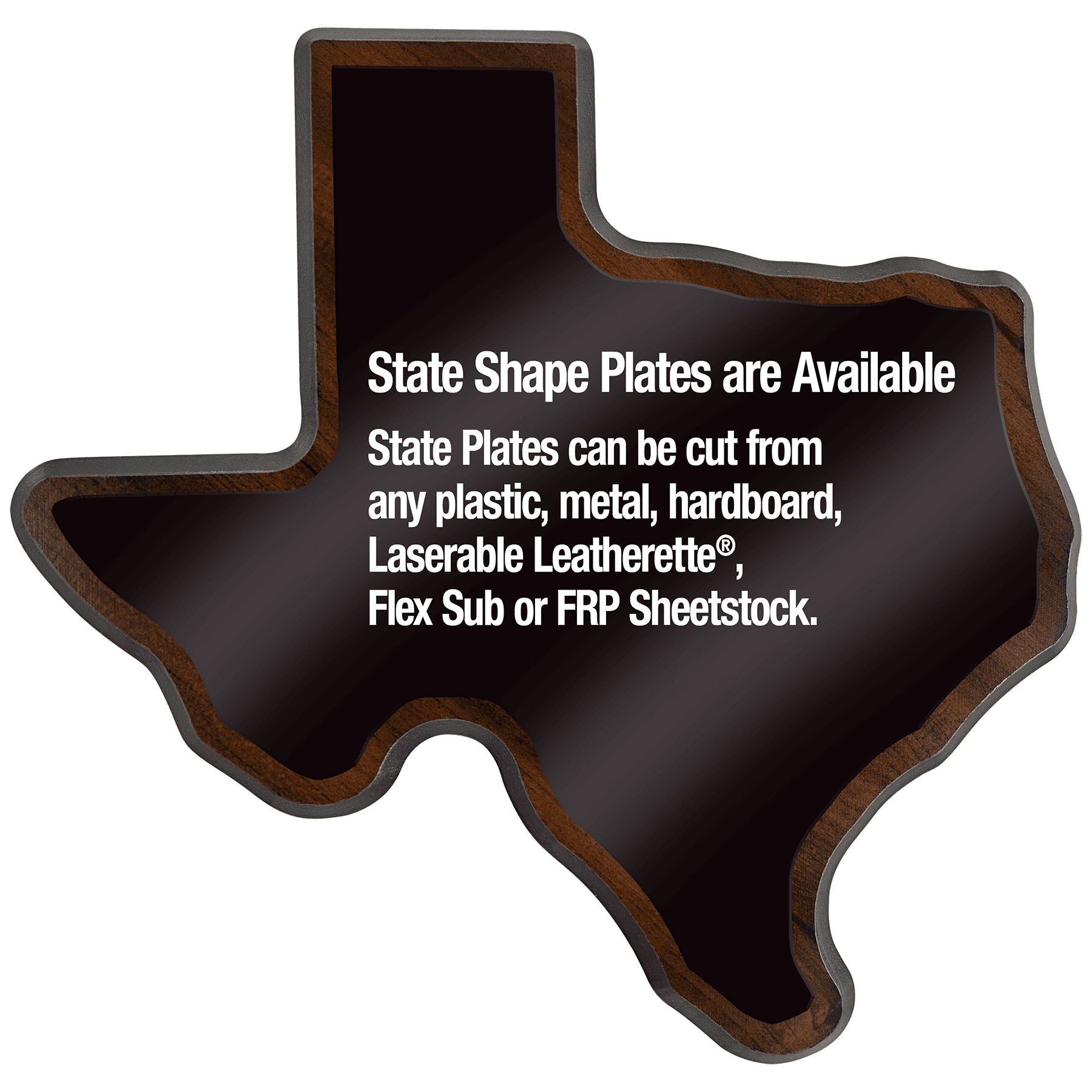 10" x 10" Walnut Finish Black Edge Texas State Plaque