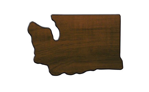 6.5" x 10" Walnut Finish Black Edge Washington State Plaque