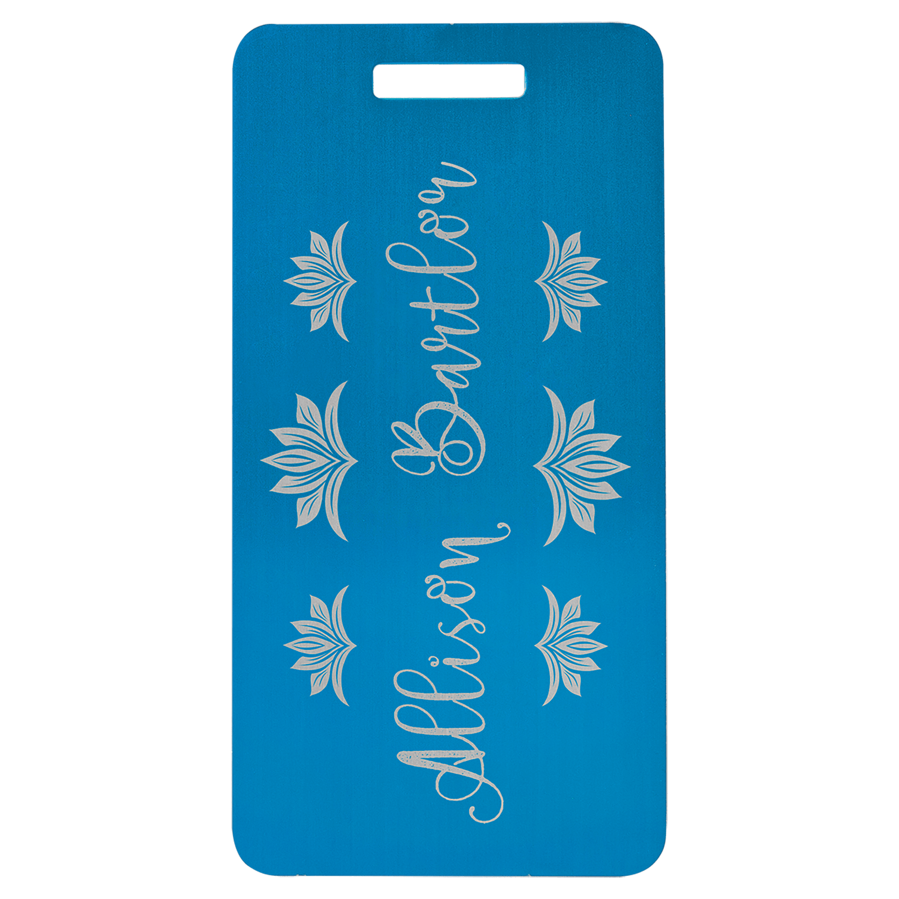 3.875" x 2" Blue Anodized Aluminum Luggage Tag
