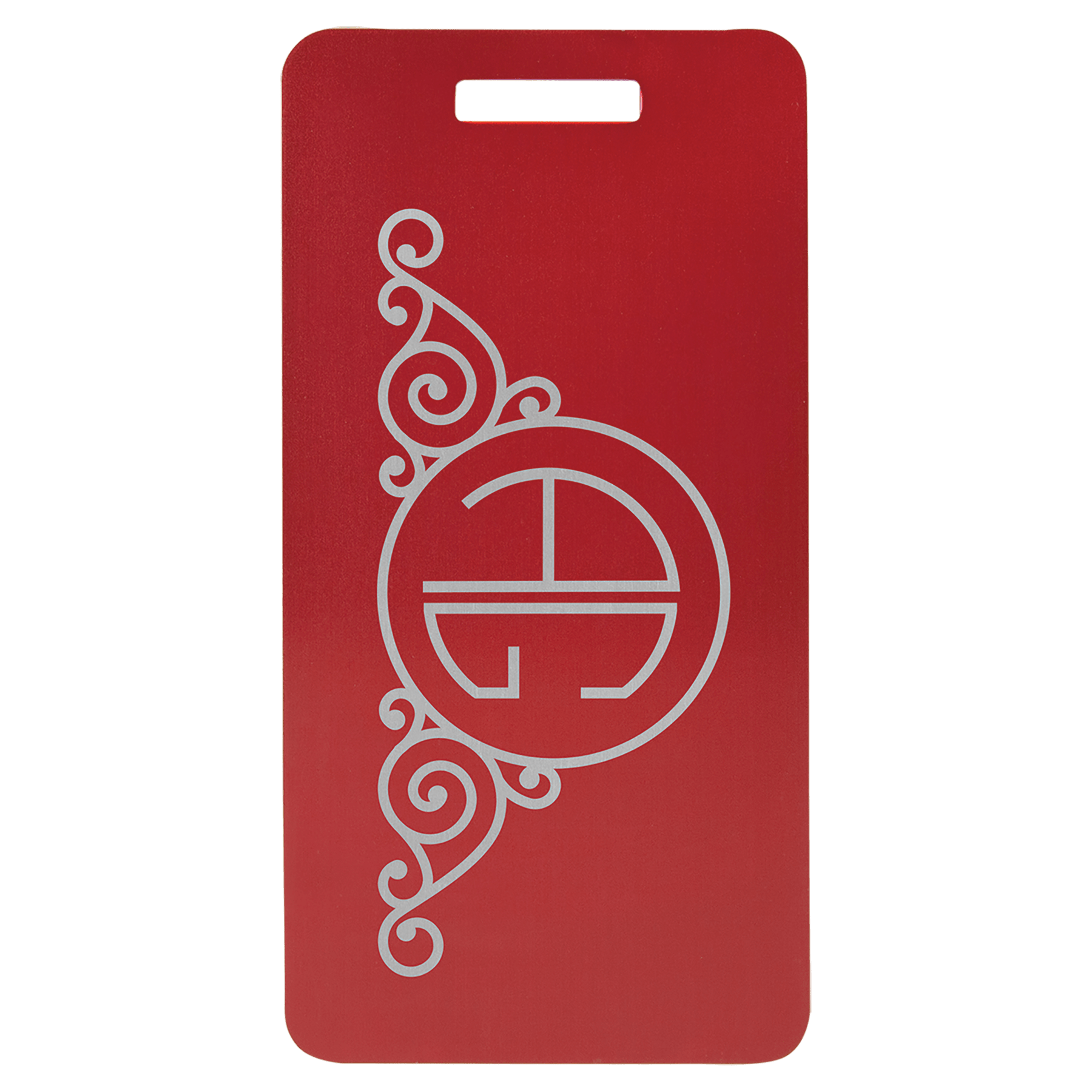3.875" x 2" Red Anodized Aluminum Luggage Tag