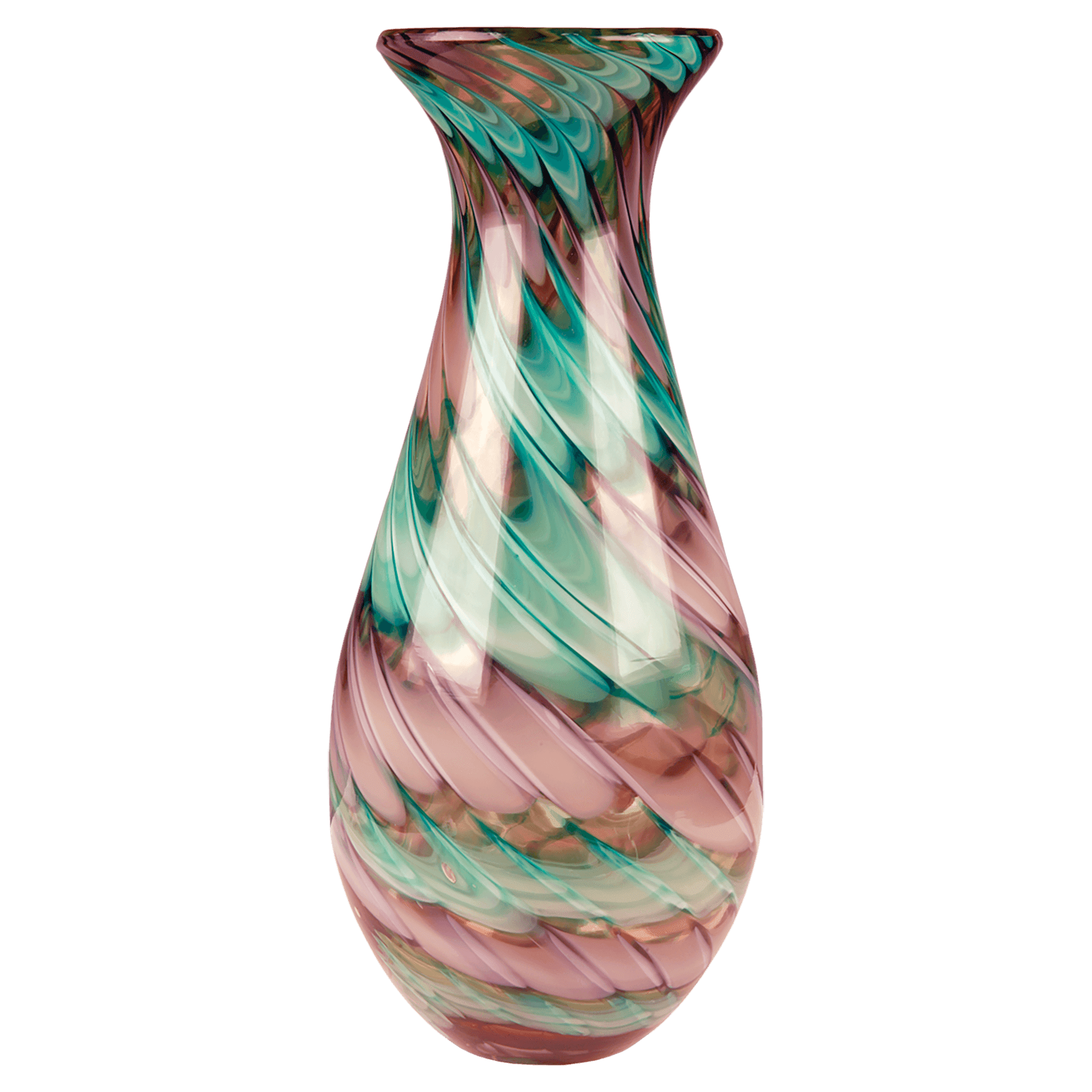 14.5" Swirl Art Glass Vase with Piano Finish Base