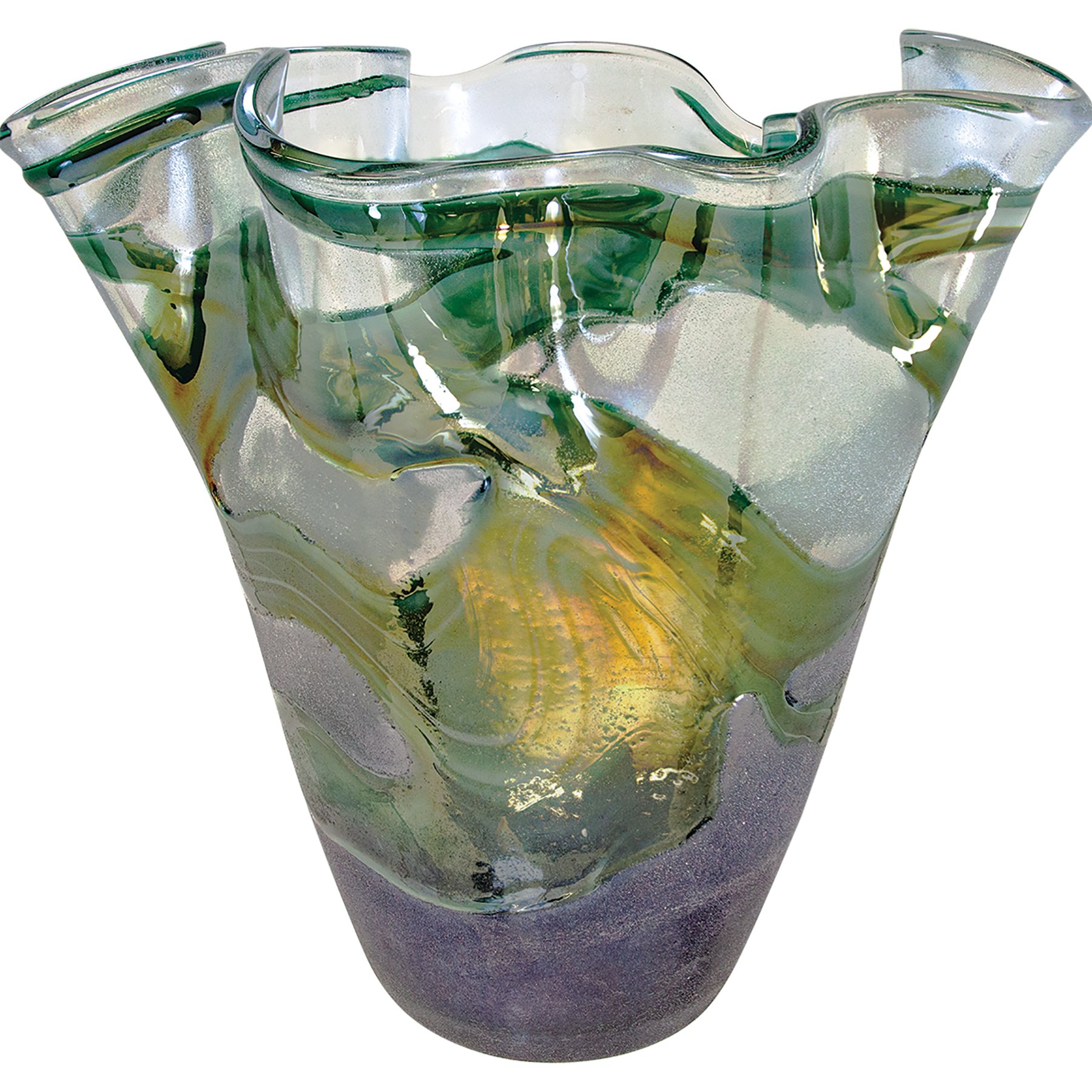11.25" Art Glass Vase with Piano Finish Base