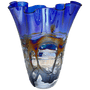 11.25" Art Glass Vase with Piano Finish Base